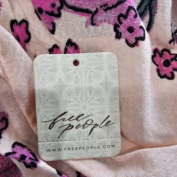 Free People Hot Tropics Open Front Sleeveless Top Size Medium Women Pink New - Picture 7 of 9